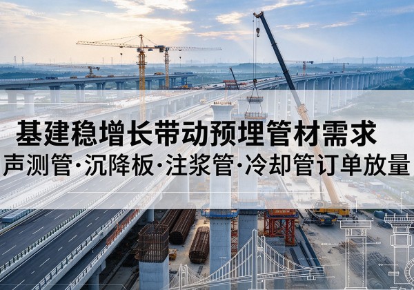 滨海新区基建稳增长带动预埋监测管材需求，声测管、沉降板、注浆管订单持续放量
